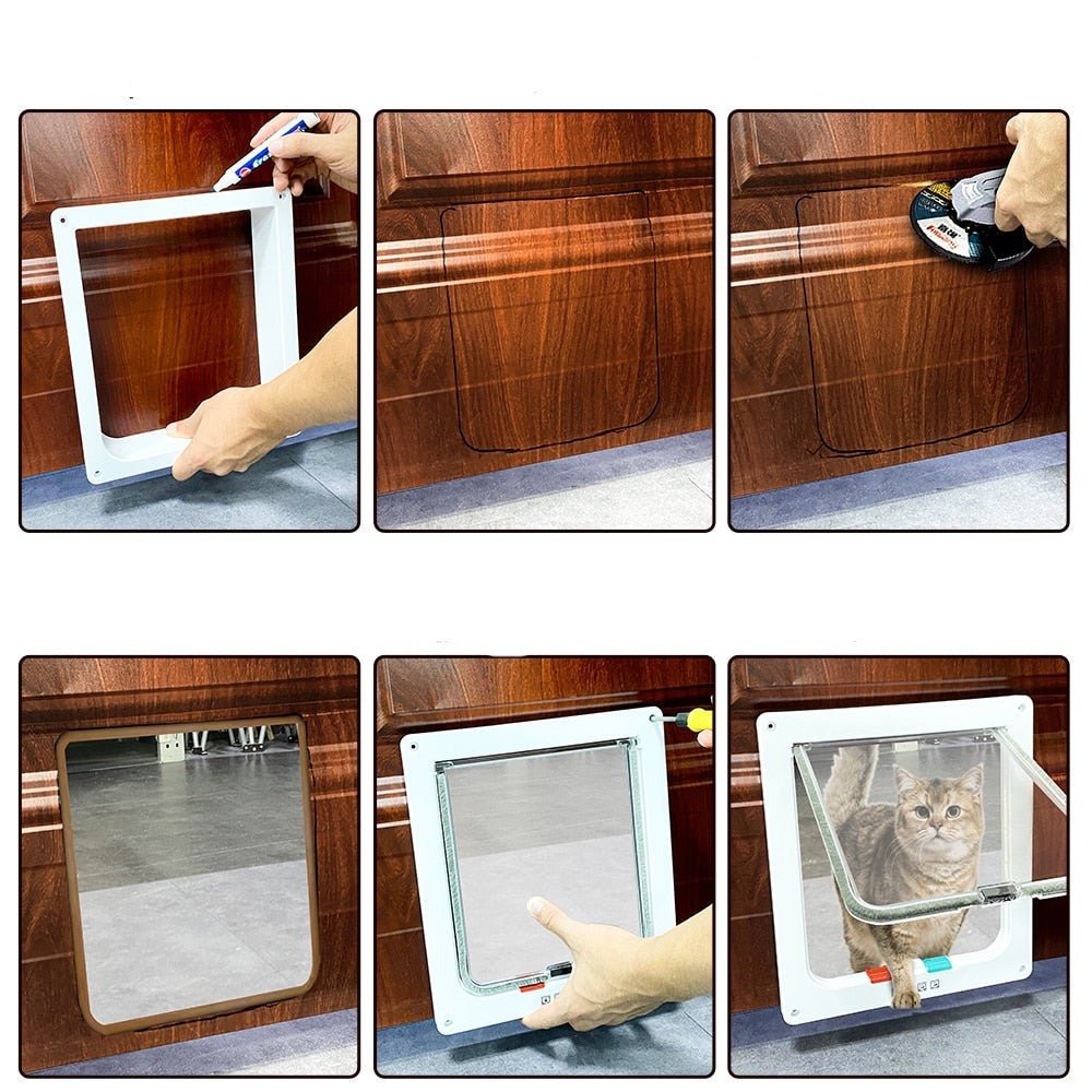 4 Way Security Lock Cat Flap Door