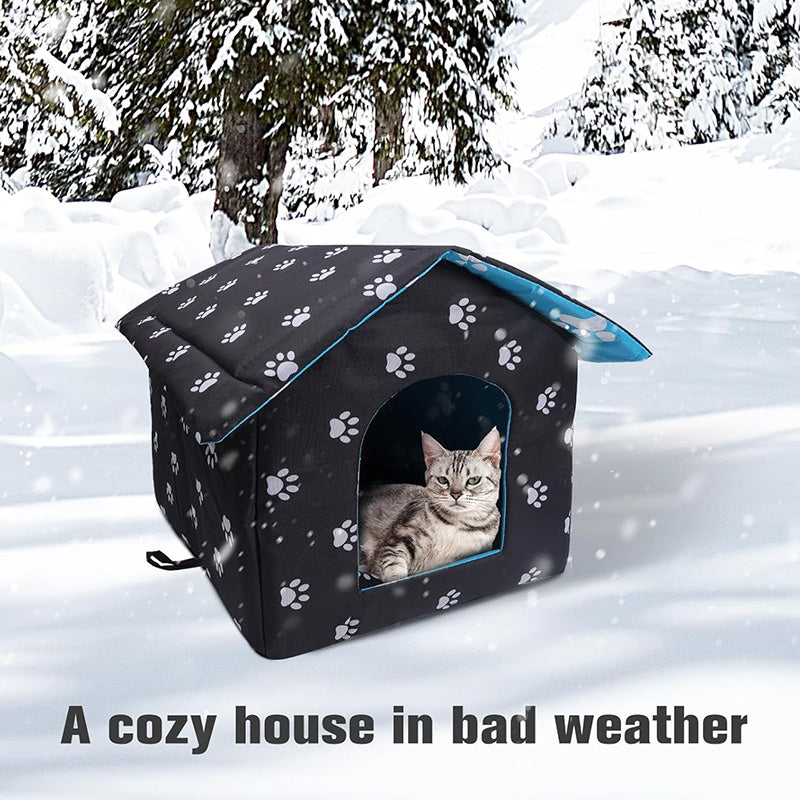 Outdoor Feral cat House With Self Warming Pad for Winter