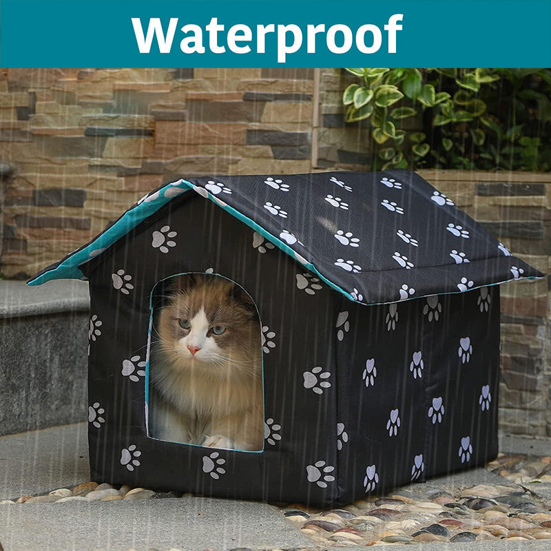 Outdoor Feral cat House With Self Warming Pad for Winter