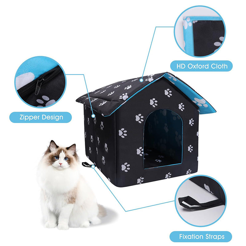 Outdoor Feral cat House With Self Warming Pad for Winter