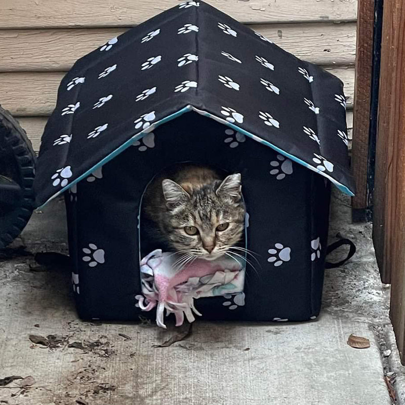 Outdoor Feral cat House With Self Warming Pad for Winter